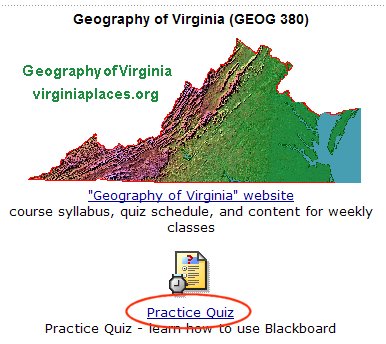 Geography of Virginia opening screen