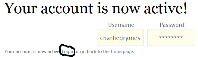 acknowledgement of user activation for VirginiaPlaces blog