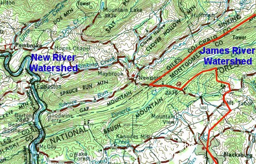 Eastern Continental Divide at Blacksburg