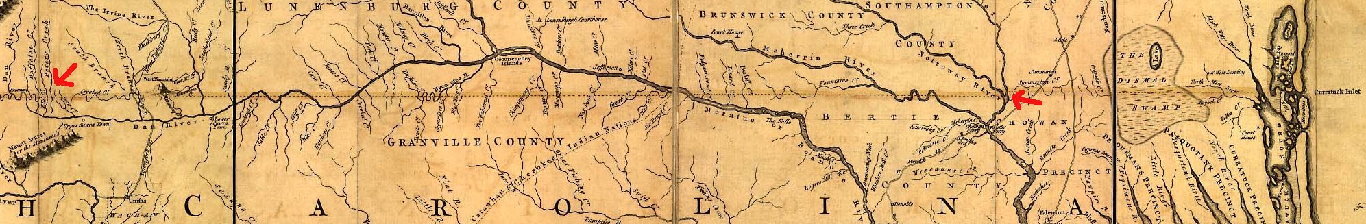 Fry-Jefferson map - eastern section of VA/NC boundary