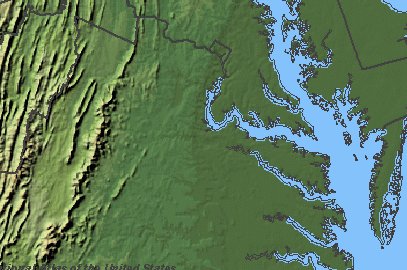 terrain map of Virginia