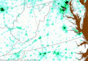 lights of virginia from a satellite