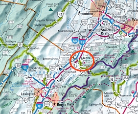 Steele's Tavern on highway map