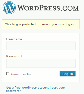 entry screen to access-restricted blog