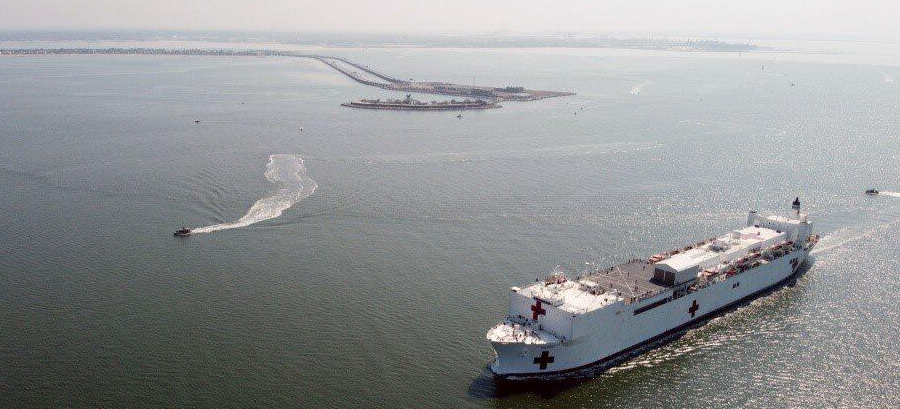 the USNS Comfort sailed from Norfolk to expand medical facilities for care in New York City