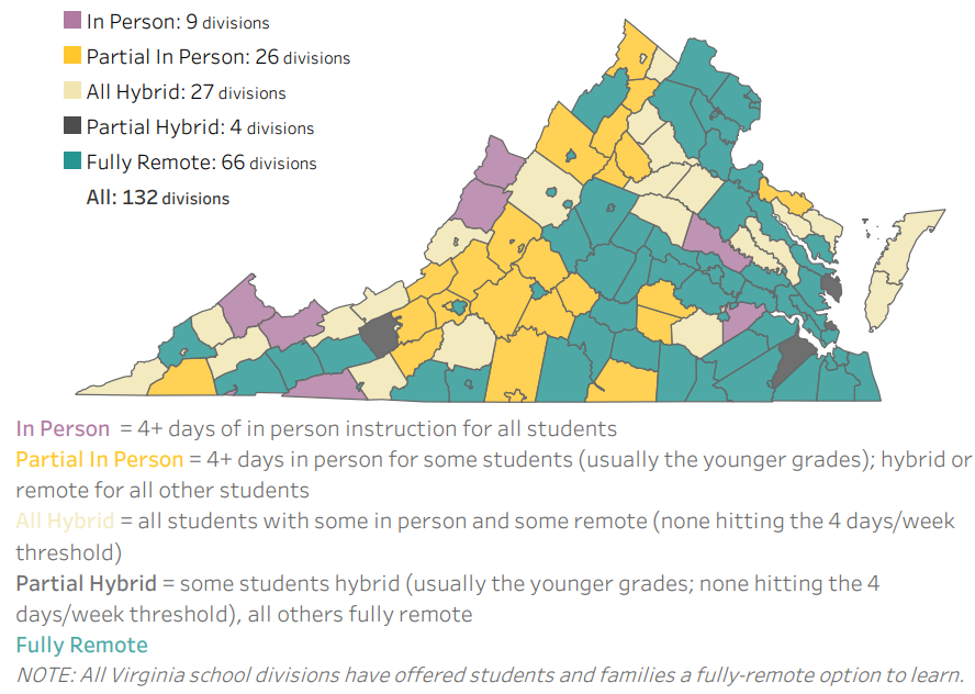 the pandemic forced closure of K-12 schools in Spring 2020, followed by different re-opening strategies in Fall 2020