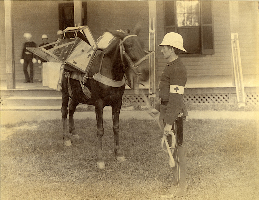 at the time of the Spanish-American War, medics used horses to get equipment to patients on the battlefield