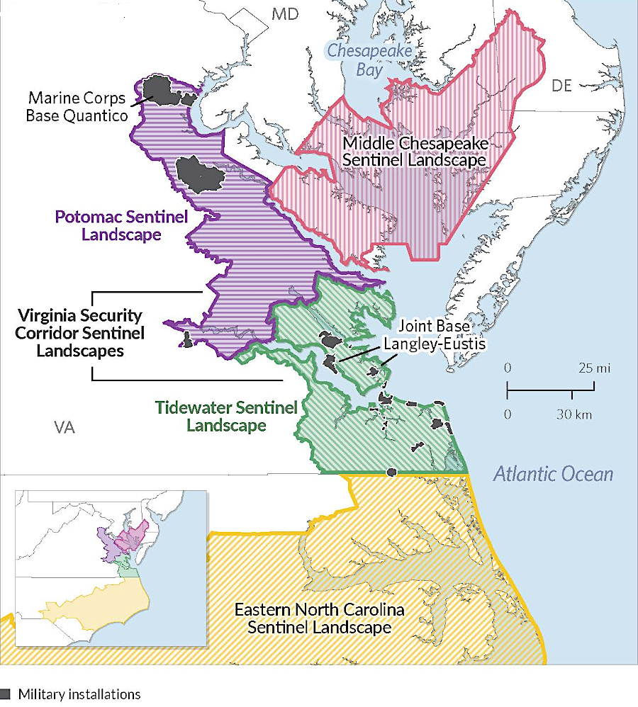 designation of sentinel landscapes was intended to reduce encroachment of inappropriate development next to military bases