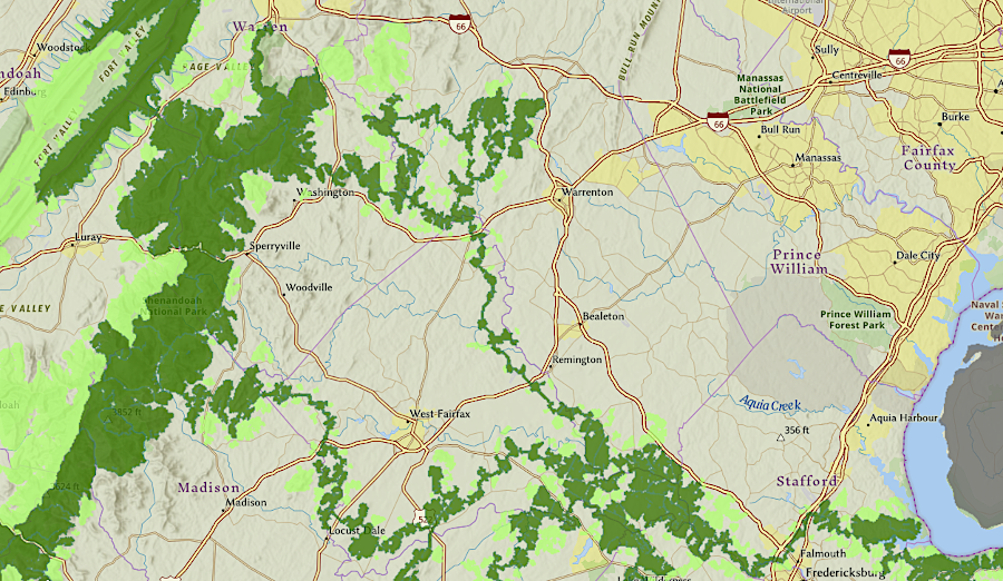 no Wildlife Biodiversity Resilience Corridors were identified in already-developed Northern Virginia