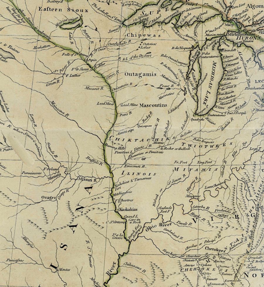 in 1783, the western boundary of the new United States of America extended to the Mississippi River (whose source is unknown)