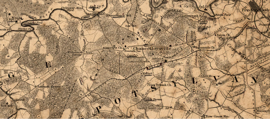 Federal forces crossed the Rapidan River at the start of the 1864 Overland Campaign, and General Lee attacked while different units were isolated from each other on the poor roads in The Wilderness