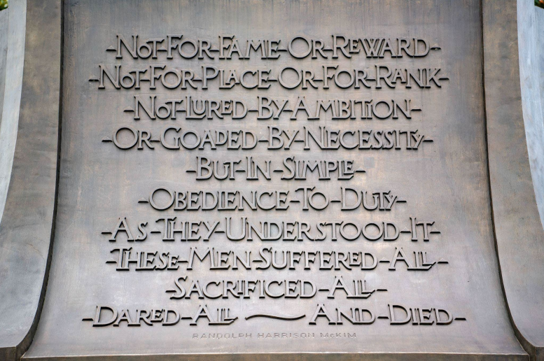 inscriptions on the Confederate Memorial in Arlington National Cemetery