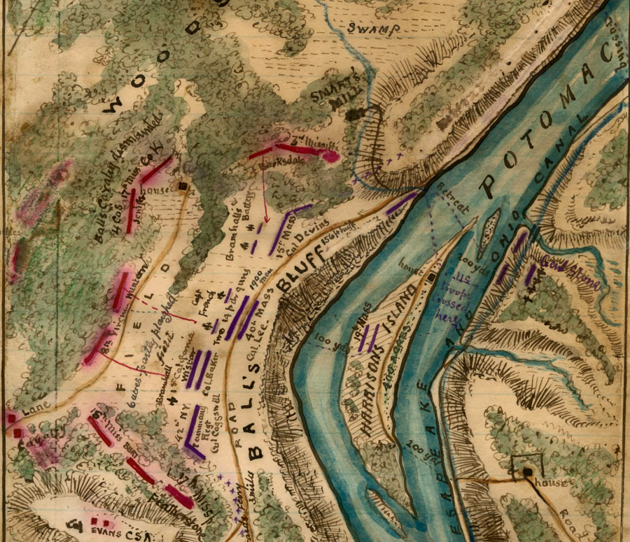 a minor Confederate victory at Balls Bluff near Leesburg in October, 1861 demonstrated Union incompetence and raised Southern morale