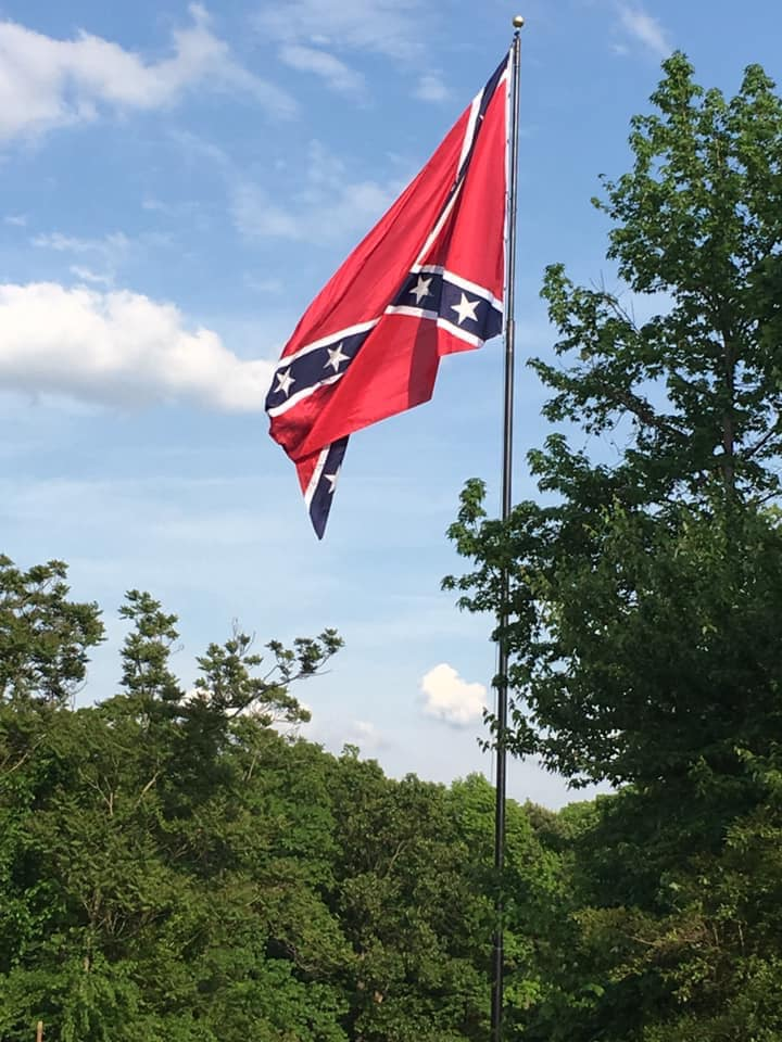 the Virginia Flaggers erected a tall flagpole on private land near I-95 at Chester to display the battle flag of the Confederacy