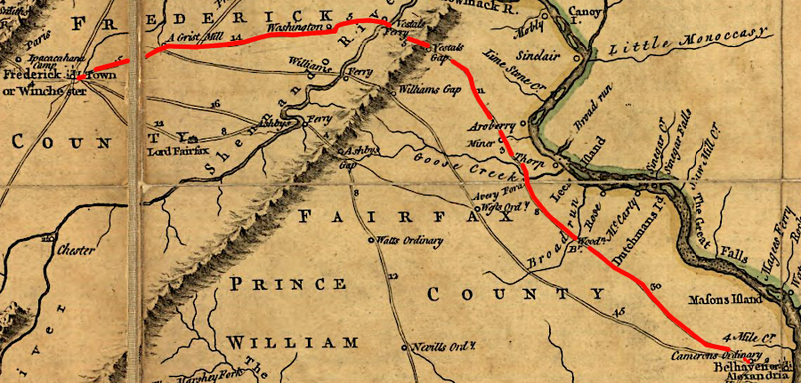 the 44th Regiment marched west from Alexandria through modern-day Tysons and on Route 7, via Leesburg and then Vestal Gap to Winchester