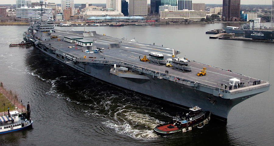 Norfolk is home port for all US Navy aircraft carriers on the East Coast