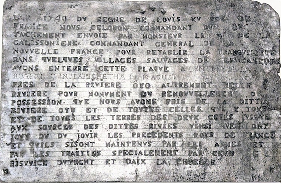 Celeron plate plate owned by the Virginia Museum of History and Culture