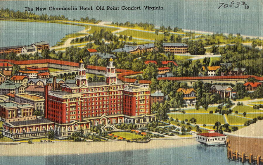 The Chamberlin (second version, built after a 1920 fire destroyed the first hotel) benefitted from a recreational waterfront at Fort Monroe