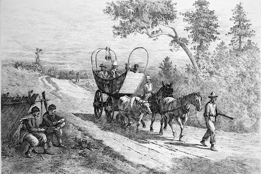 many contrabands fled to Union lines on foot, but some arrived driving a wagon from the farm