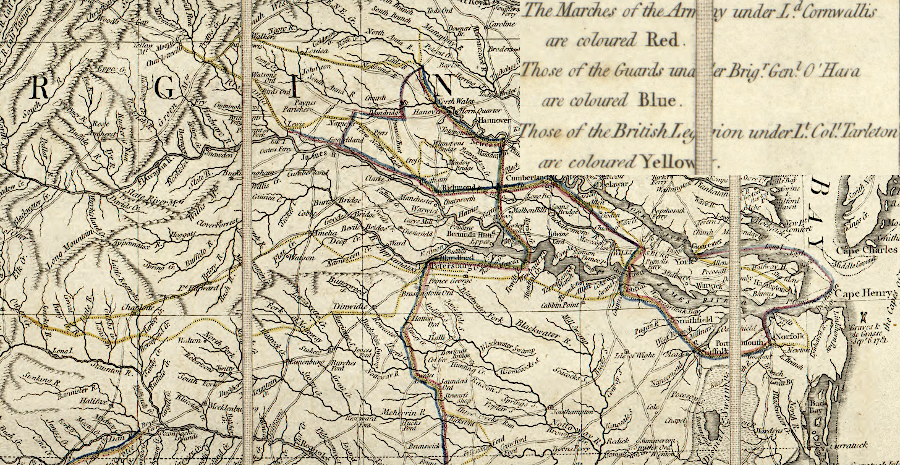 in 1781, Col. Banastre Tarleton raided as far west as Bedford and Charlottesville and Lord Cornwallis marched up to the North Anna River