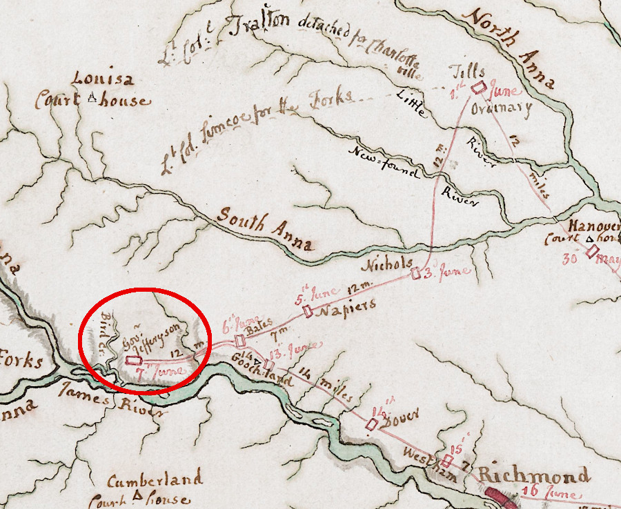 Cornwallis plundered Jefferson's plantation at Elkhill, but that damage had no military benefit