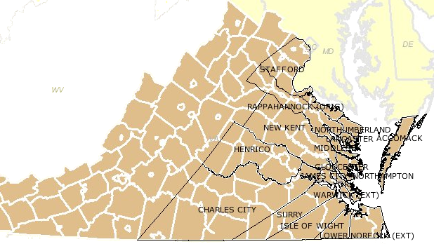 county boundaries in 1676