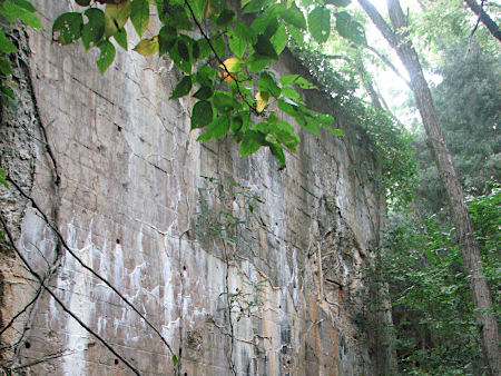 massive walls made of concrete blocks, use in development of the Mark 8 nuclear warhead, still remain on Tisdale Road