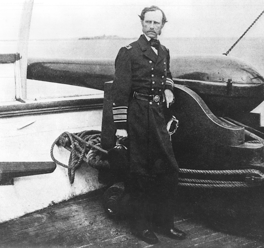 John Dahlgren, next to a Dahlgren Gun