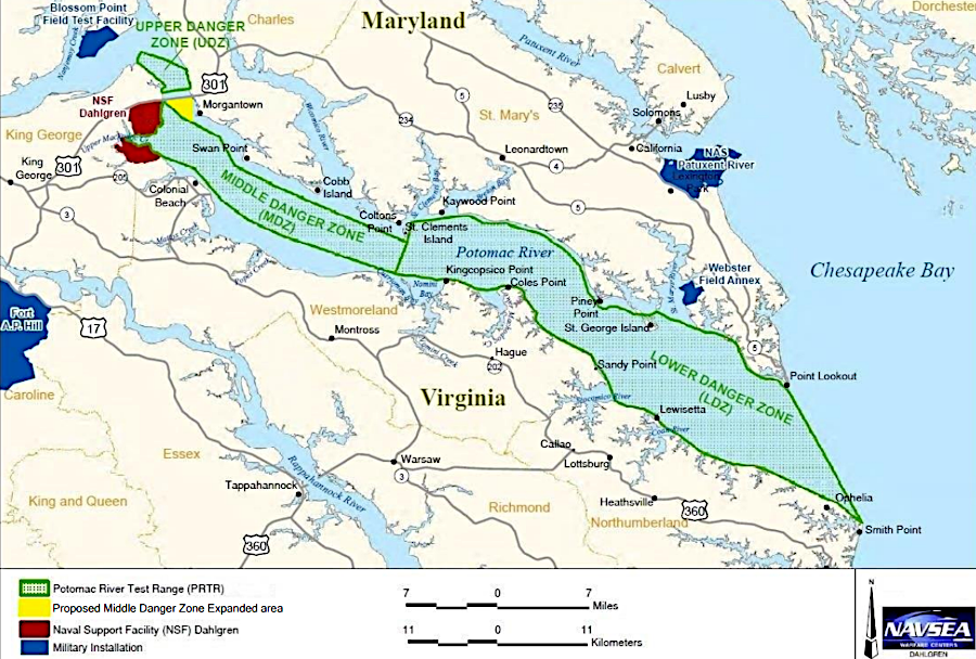 in 2022, the US Navy proposed widening the middle danger zone