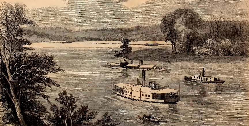 in 1864, Union forces used City Point as their main supply base for the siege of Petersburg, but ship traffic further upstream on the James River was blocked by a Confederate blockade at Drewry's Bluff