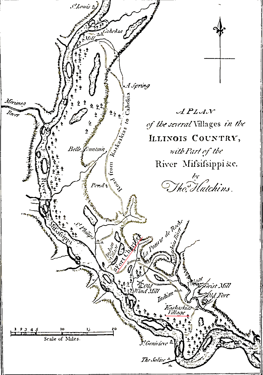 Fort Chartres, just north of Kaskaskia, was abanndoned by the British Regulars in 1772
