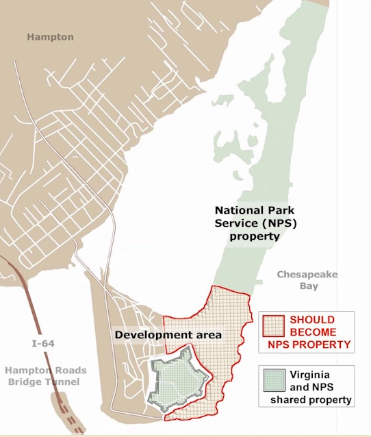 advocates for creating a larger Fort Monroe National Park sought to transfer the Wherry Quarter and beach property to the National Park Service