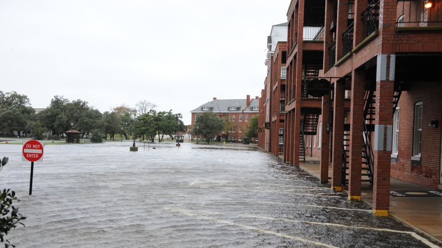 flooding at Fort Monroe (shown here after a November, 2009 northeaster) still occurs despite the Fort Monroe Flood Proofing project