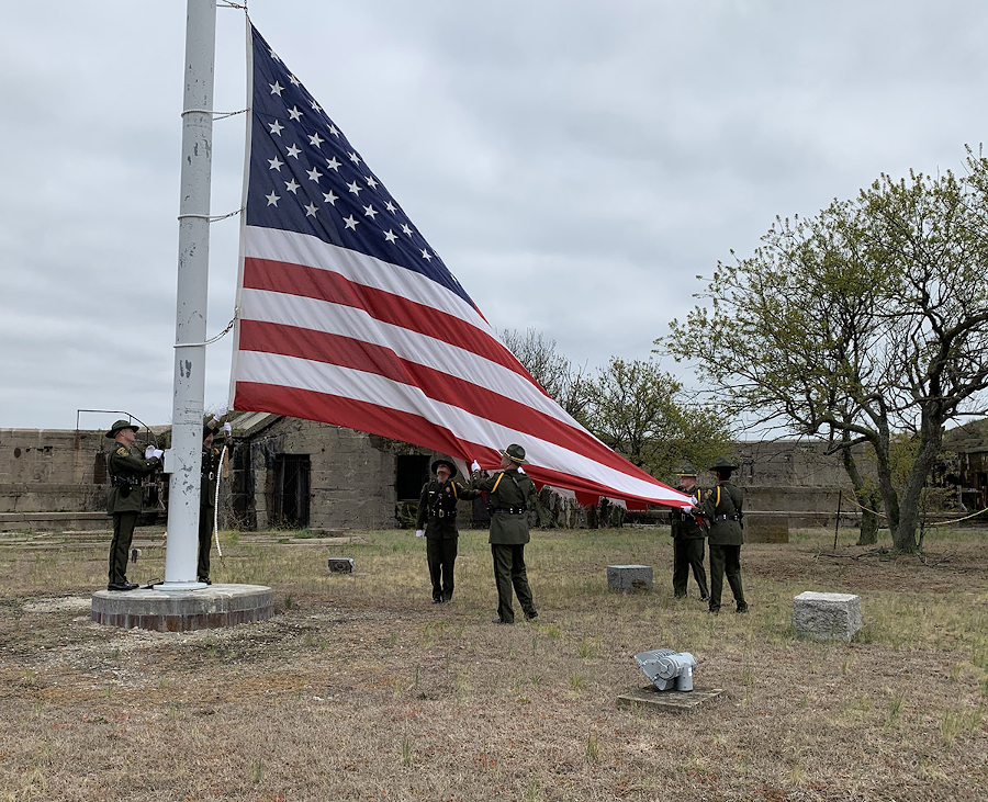 the large flag which flew 24-7 at Fort Wool since 2007 was removed in 2020, to make the island suitable for bird nesting