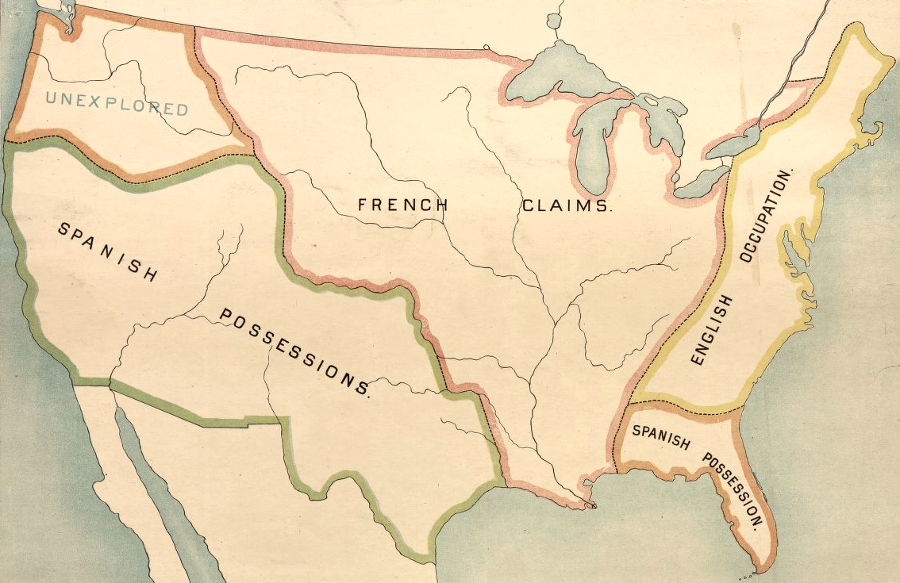 at the start of the French and Indian War, the French claimed the center of the North American continent and sought to contain the English east of the Alleghenies