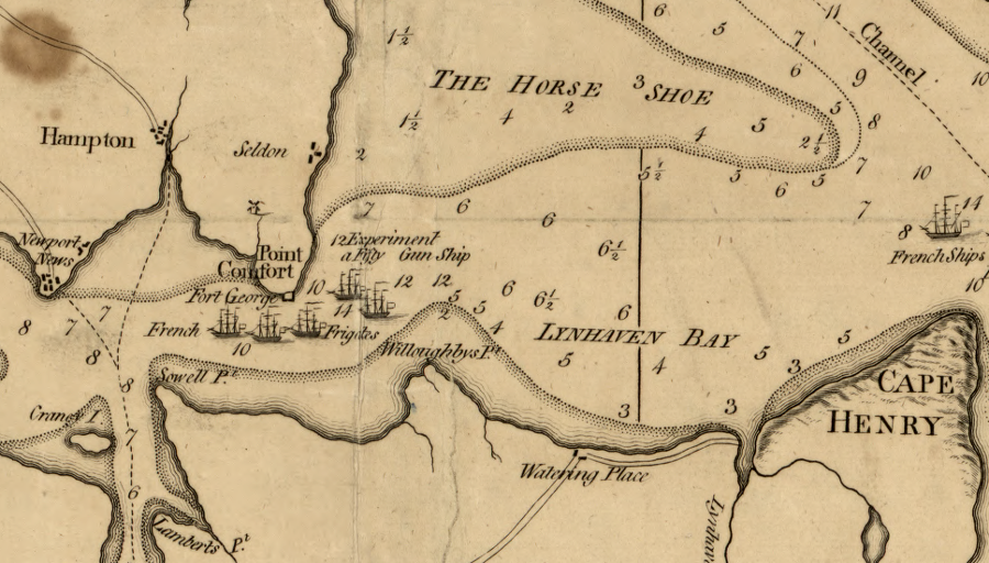the location of Fort George was included on a 1781 English map of the Yorktown battlefield