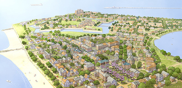 the Fort Monroe Reuse Plan created by the Fort Monroe Federal Area Development Authority in 2008 envisioned creation of a residential community, a new suburb with scenic views, in the Wherry Quarter