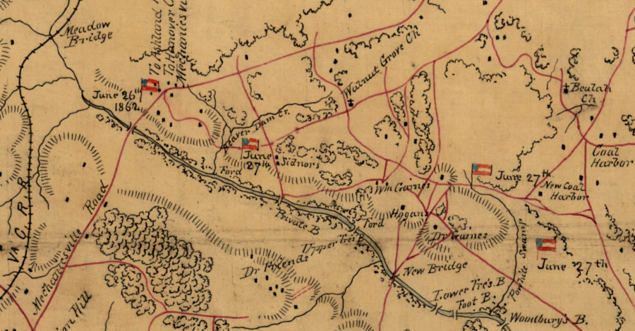 Gen. Robert E. Lee forced the Union Army south of the Chickahominy River in the Seven Days battles, almost managing to destroy the isolated Fifth Corps at the Battle of Gaines Mill