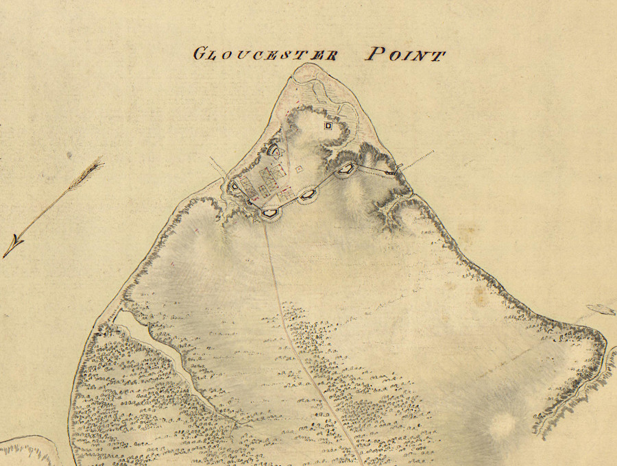 Banastre Tarleton fortified Gloucester, and Cornwallis planned to break through the French/American lines so the British could escape north via the Middle Peninsula