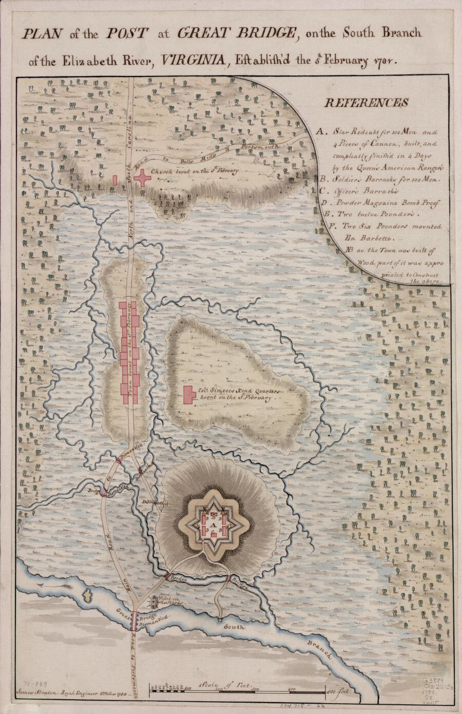 Col. John Simcoe returned to fortify Great Bridge in 1781 when Benedict Arnold occupied Portsmouth