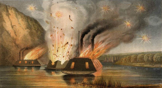the Confederate Navy built three ironclads in Richmond between 1862-1864, then destroyed them when the city was evacuated on April 3, 1865