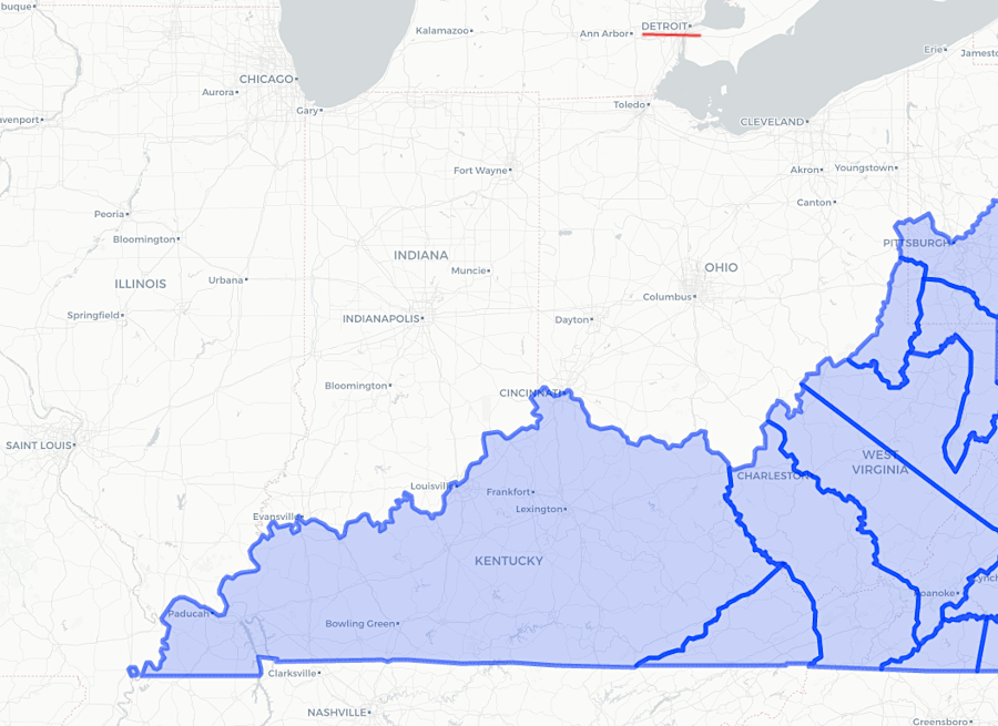 Kentucky County was exposed to raids by Native Americans which the British supplied from Detroit and other forts