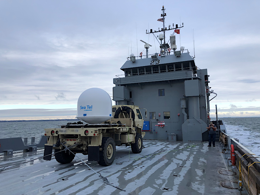 satellite communications on land and sea are improved through joint operations by all sectors of the military