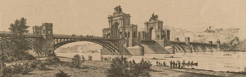 different designs were considered after Memorial Bridge was proposed in 1886, before final construction during the Great Depression