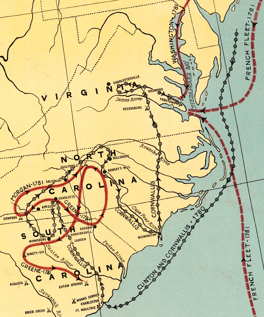 most military activity in Virginia occurred in 1780-81, after Cornwallis moved north from Charleston