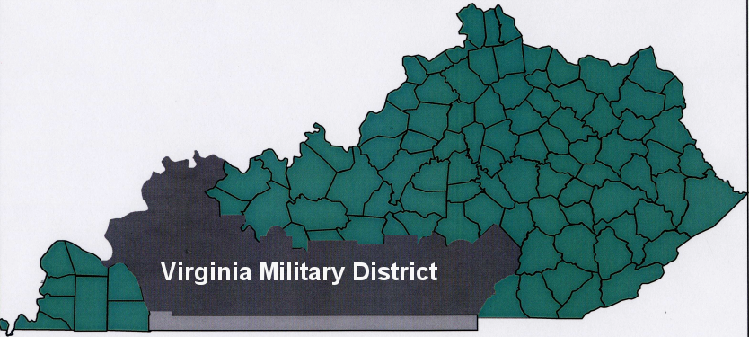 the Virginia Land Law of 1779 created a military district in Kentucky