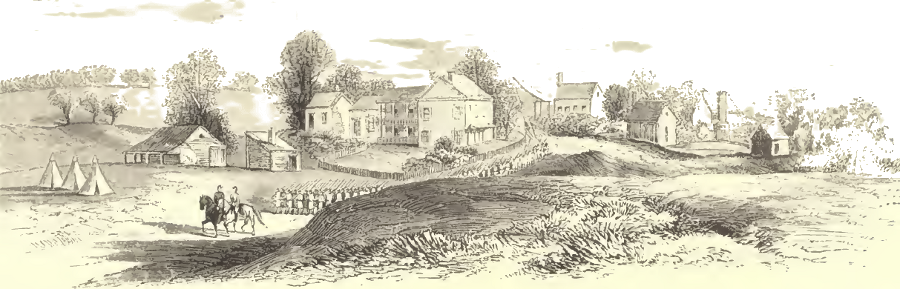 Union troops marching through Mount Jackson in 1862