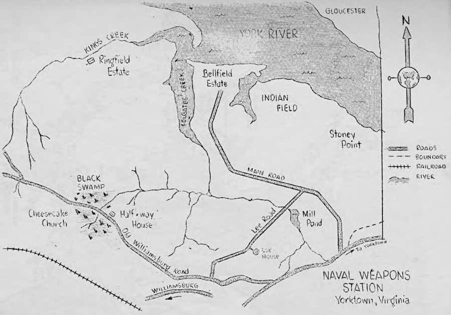 sketch of Naval Weapons Station Yorktown in 1961