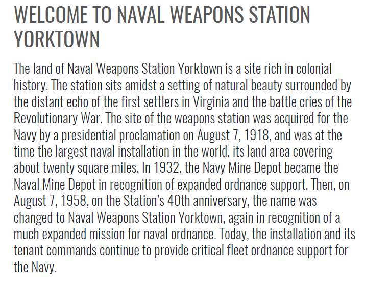 in 2023, the history of the creation of Naval Weapons Station Yorktown omitted how the black residents on the reservation were displaced