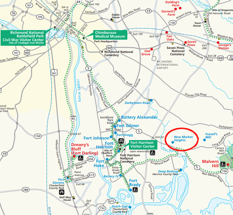 the Battle of New Market Heights was part of an attack on the eastern edge of the Confederate defense line around Richmond in September, 1864